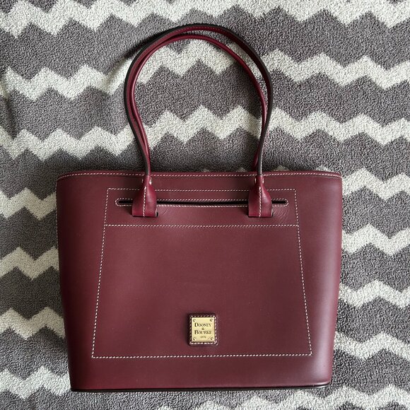 Dooney & Bourke Handbags - Dooney and Bourke Burgundy-Brown Smooth Leather Tote Bag